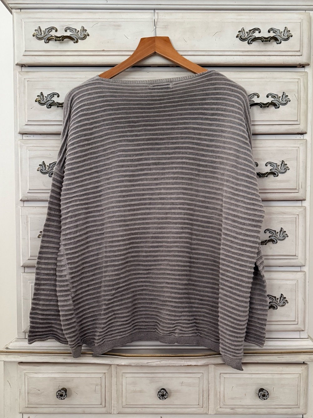 Grey Ribbed Drop Shoulder Sweater - Picture 2 of 4